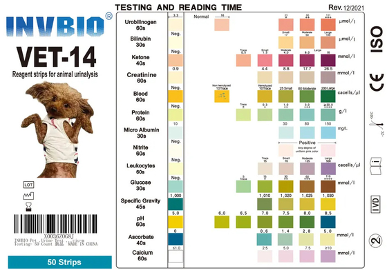 14 Parameters Urinalysis Test Strips Vet Urine Glucose Protein Animals