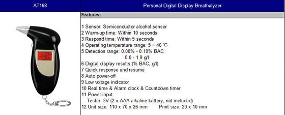 Police Car Digital Bactrack Alcohol Breathalyzer Keychain With Alkaline Battery
