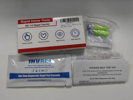 One Step Self Diagnostic Hiv 1 And 2 Test Kit Convenient Whole Blood Quick Detection