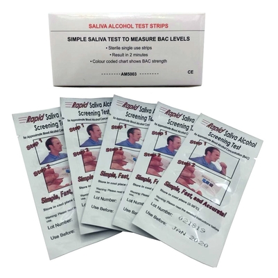 One Step Alco Screen Saliva Alcohol Test Strips High Accuracy OEM Packaging