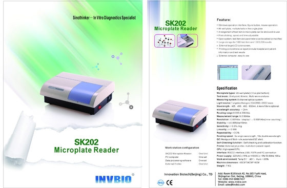 Laboratory 96 Well Elisa Reader Machine Clinical Chemistry Analyzer With Printer SK202